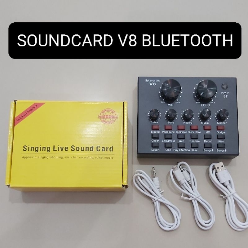 Jual Sound Card V8 Black Live Streaming Effect Mixer Mini Soundcard ...