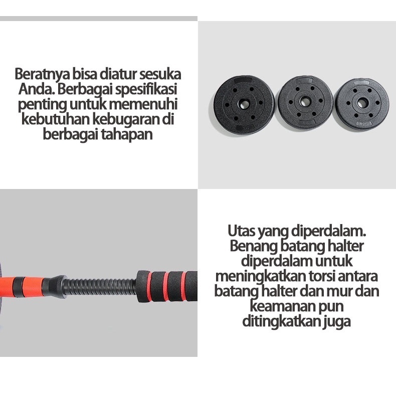 Jual Bofei Dumbbell barbel Set 20Kg PVC Peralatan Fitness Adjustable ...