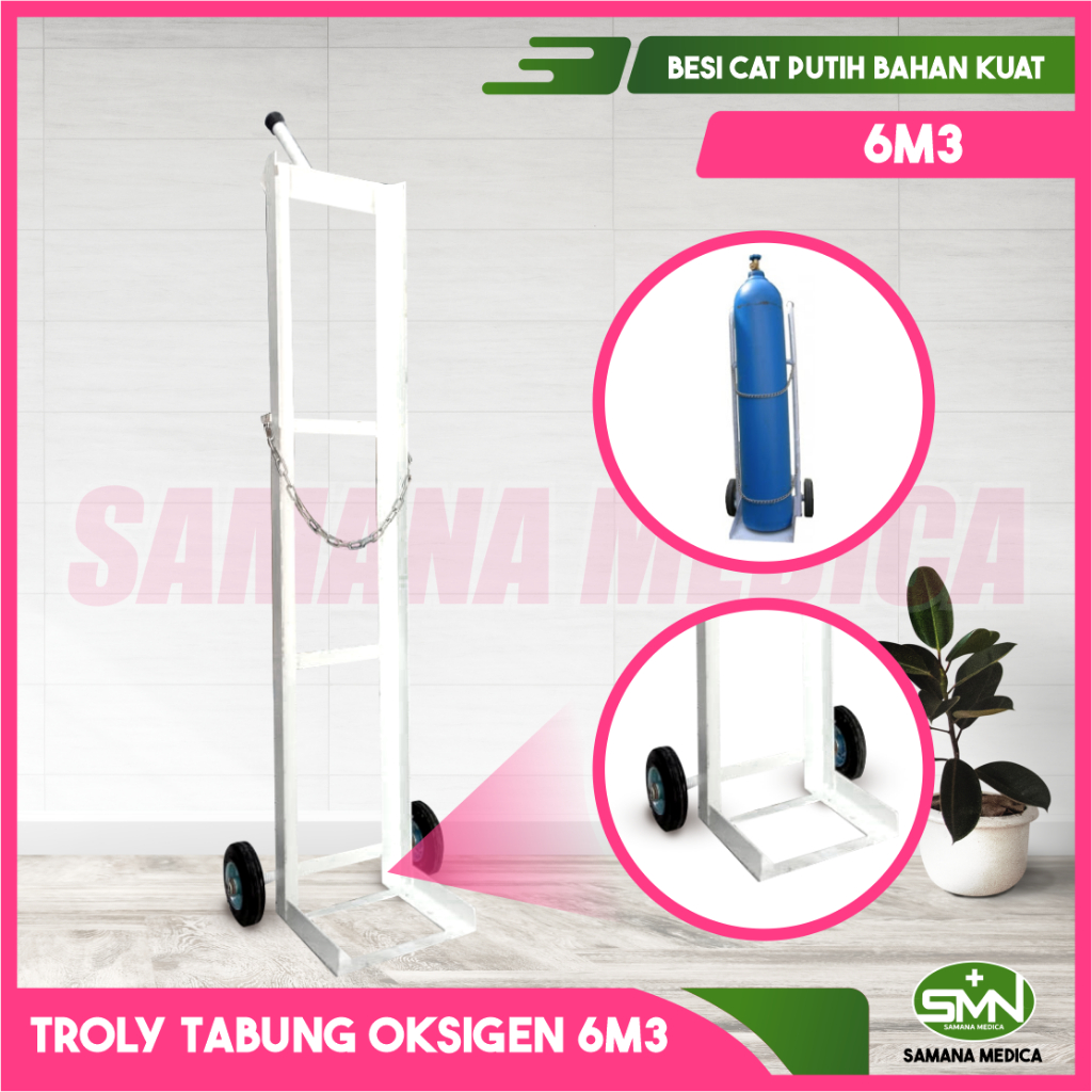 Jual Troly Tabung Oksigen 6m3 Besi Cat Putih Bahan Kuat Tidak Mudah Berkarat Dan Mudah Di