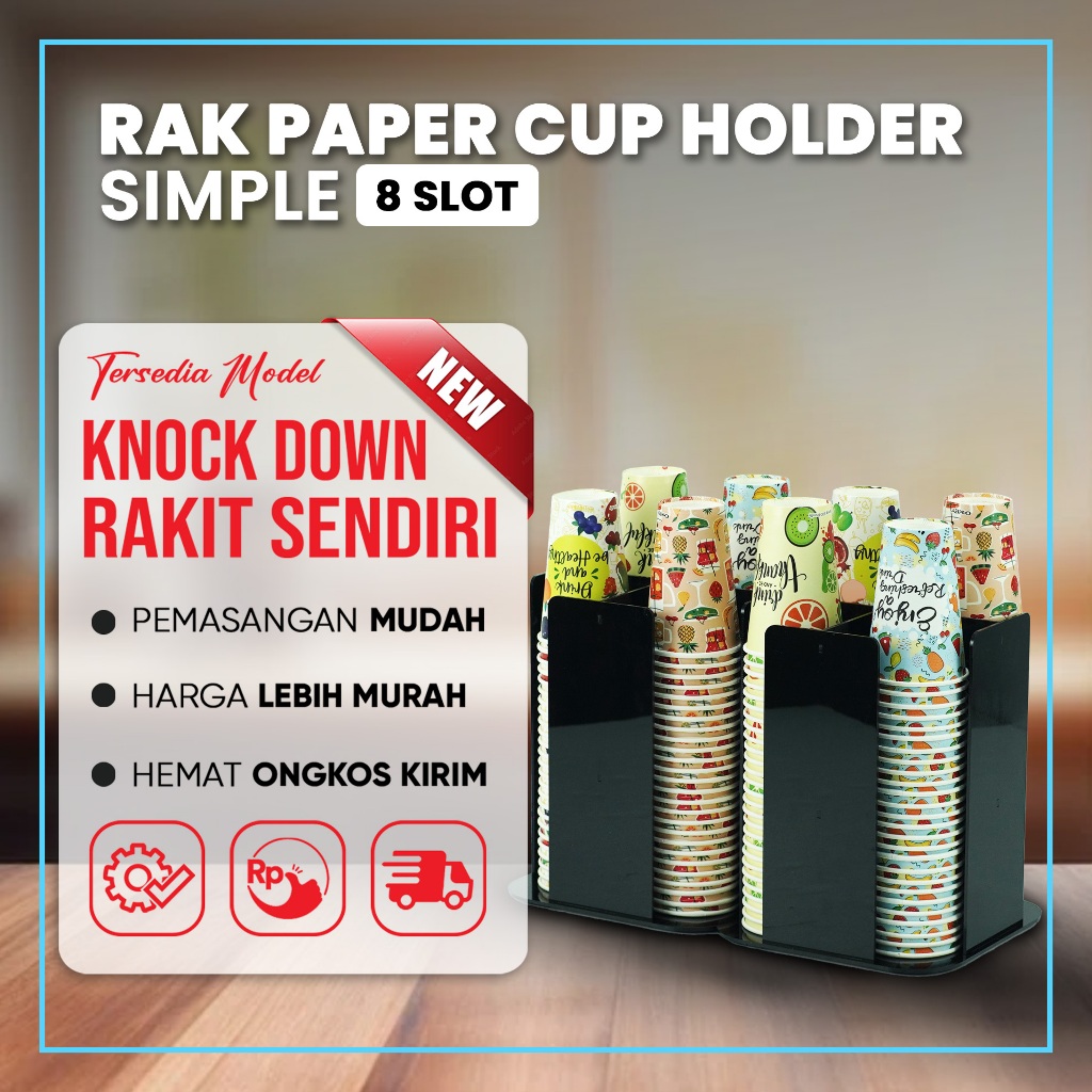 Jual Rak Cup Holder / Rak Paper Cup Akrilik Simple 8 Slot | Shopee ...
