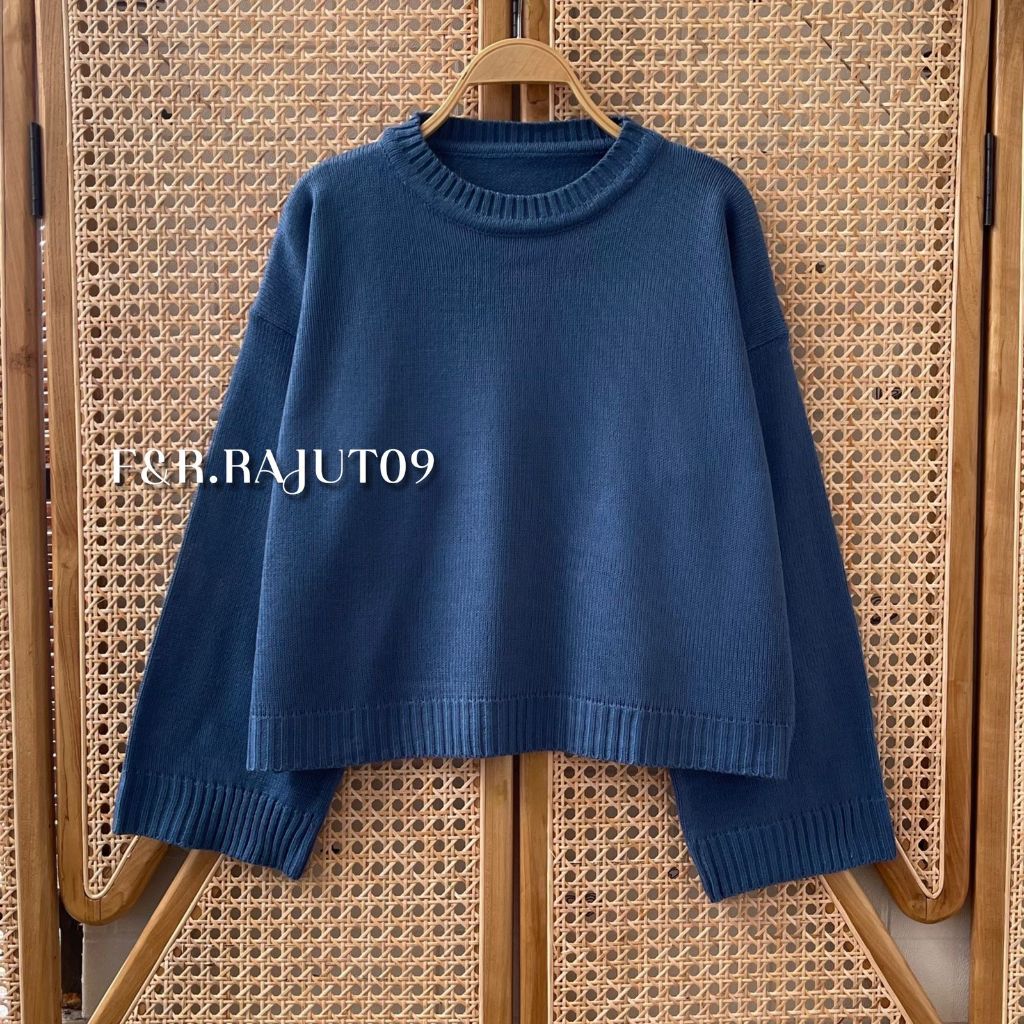 Jual Aurora Basic Crop Top Rajut Wanita Oversize - Sweater Rajut Crop ...