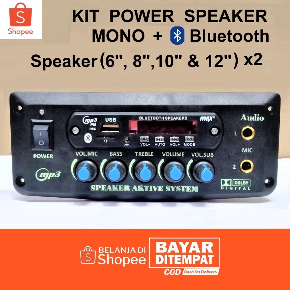 Jual KIT POWER Speaker Aktif MP3 Bluetooth MONO GT6688U Subwoofer AUDIO