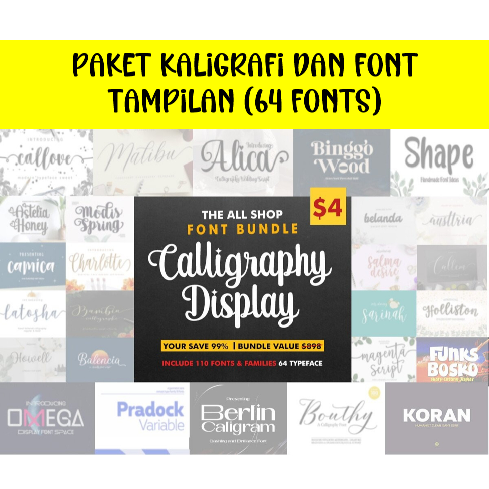 Jual Paket Kaligrafi dan Font Tampilan (64 fonts) | Shopee Indonesia
