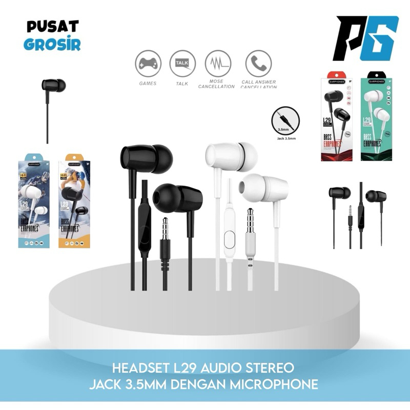 Headset L29 Handsfree L-29 Earphone Hf Kabel Pure Bass