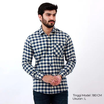 Casella Kemeja Pria Flanel Lengan Panjang Flanel Casual Shirt
