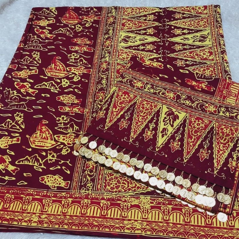 Jual [RIALESTARI] Set Sarung Selendang Batik Jambi Kain Setelan Tekuluk ...