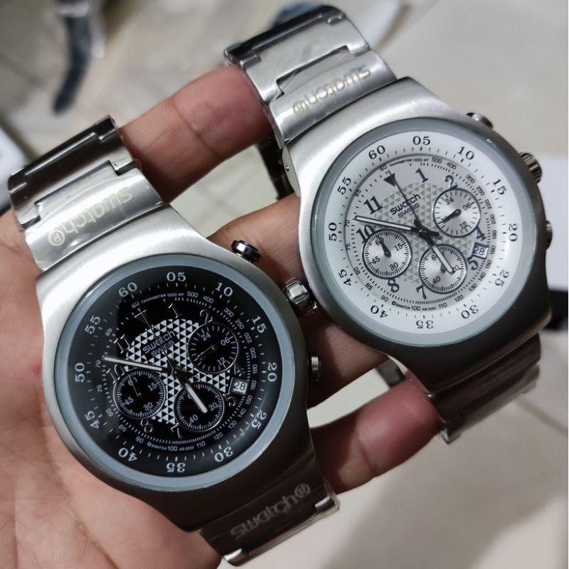 Jam tangan Classic Japan Quartz Chronograph SWATCH IRONY Stainless steel