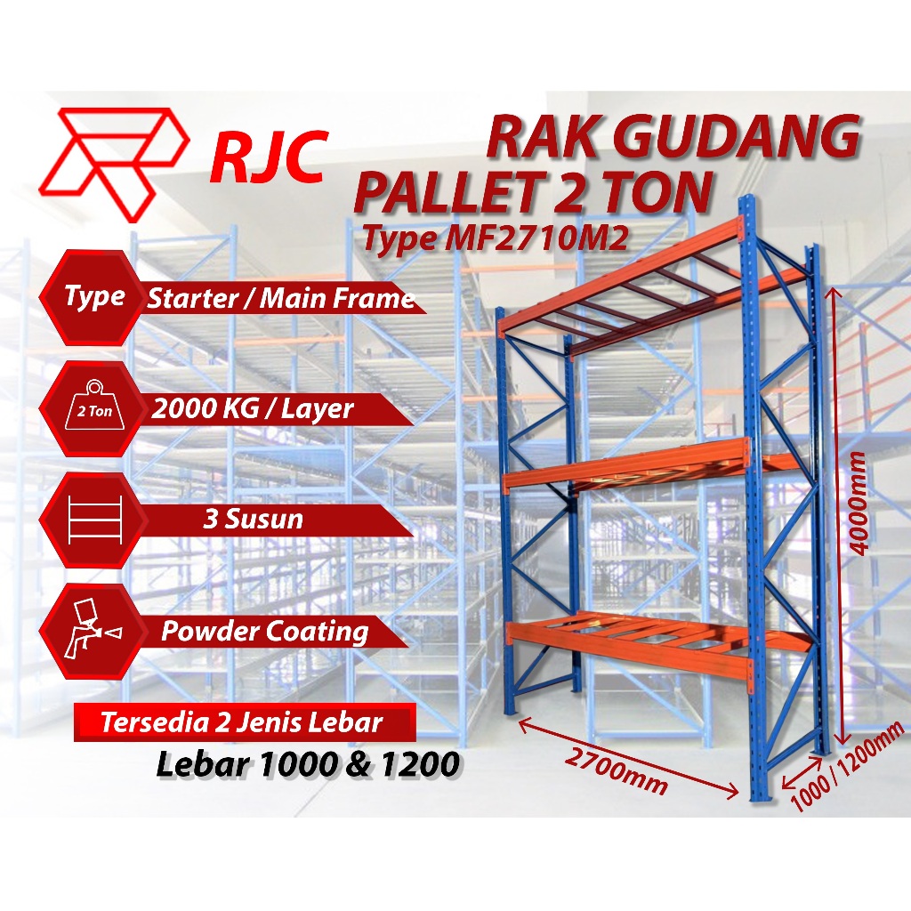 Jual Rack Pallet Heavy Duty 2 ton RJC Pallet Racking pabrik 2000 kg Rak ...