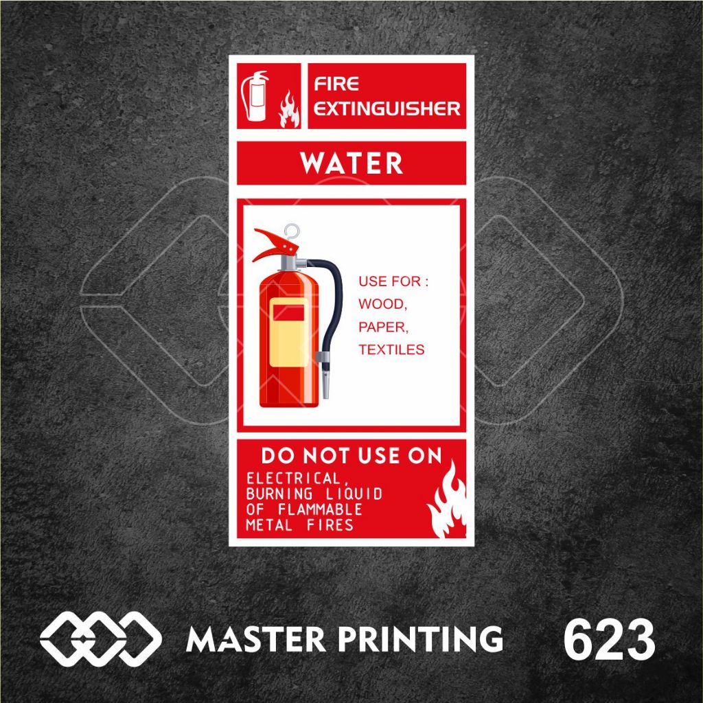Jual 623 - Stiker Fire Extinguisher - Water, Sticker Vinyl, Tahan Air ...