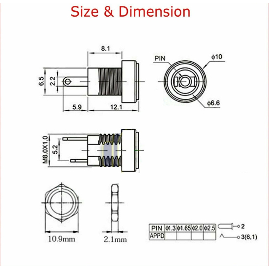 Jual Soket DC Power Supply Plug in Jack Socket Female Panel Mount ...