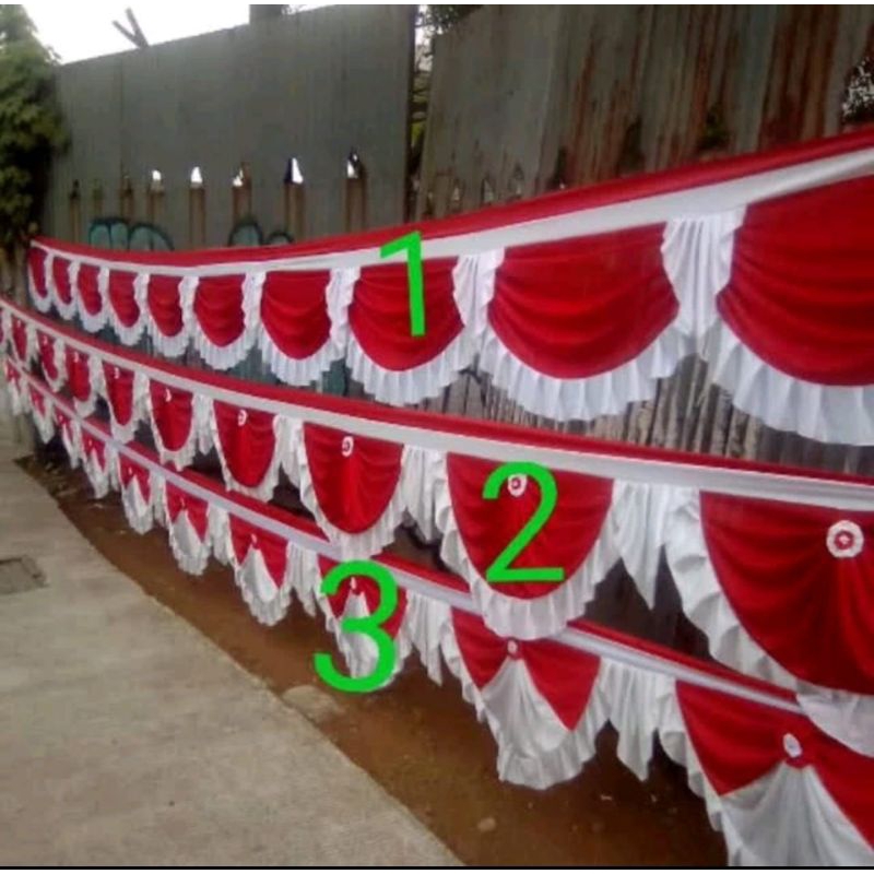 Jual rumbai merah putih 1 mtr pergelombang panjang 10 mtr pilihan model ...