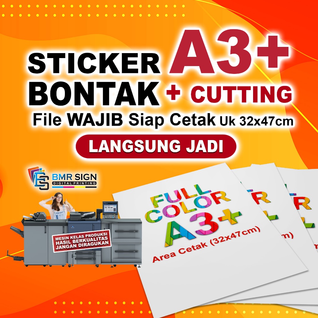 Jual Cetak Sticker Bontak A3+ Cutting / sticker kromo / stiker label ...