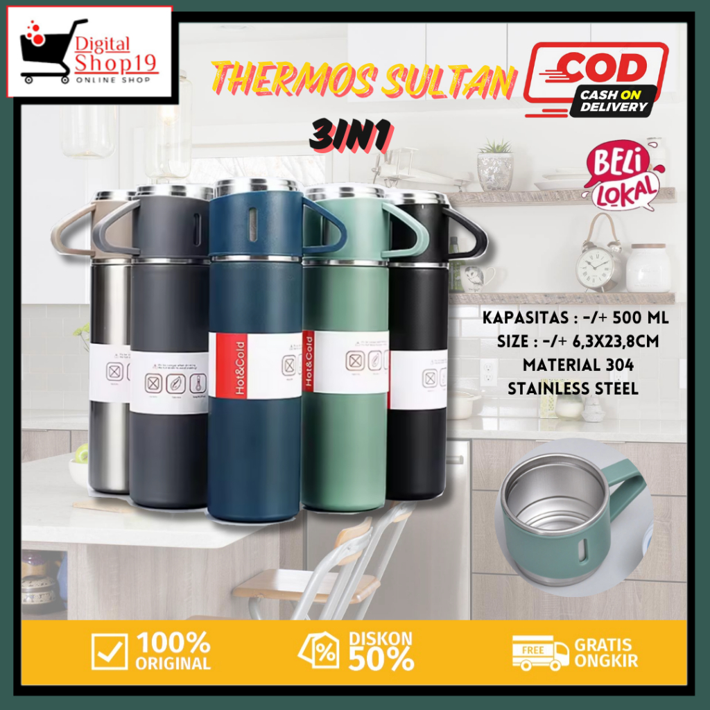 Jual DS.ID COD Thermos Sultan Set Vacum Flast Thermos Set / VACUUM ...