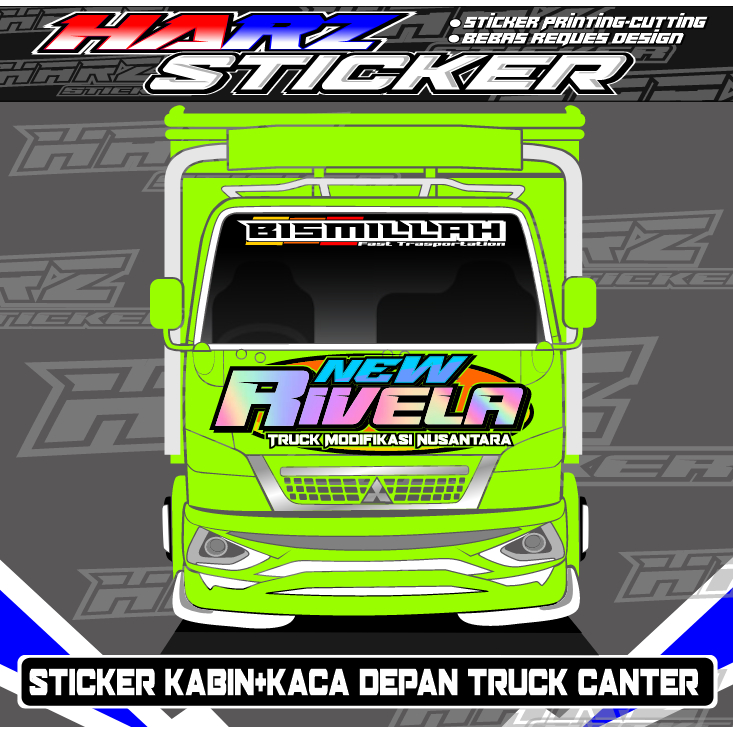 Jual Stiker Kabin Depan Truk Canter-Stiker Kaca-Siker Hologram-Stiker ...