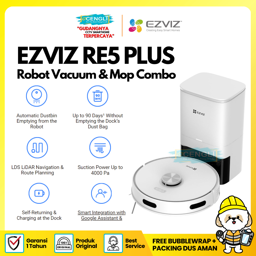 Ezviz RE4 Plus Robot Vacuum & Mop White CS-RE4P-PWT5 price in Bahrain