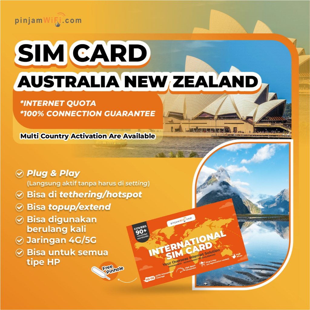 Jual PINJAM WIFI Sim Card Australia New Zealand Internet Daily Quota ...
