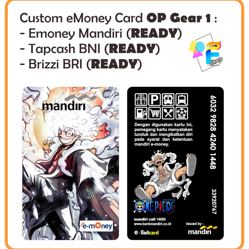 Jual KODE C8R Kartu eMoney eToll Tapcash BRIZZI edisi One Piece Gear 5 ...