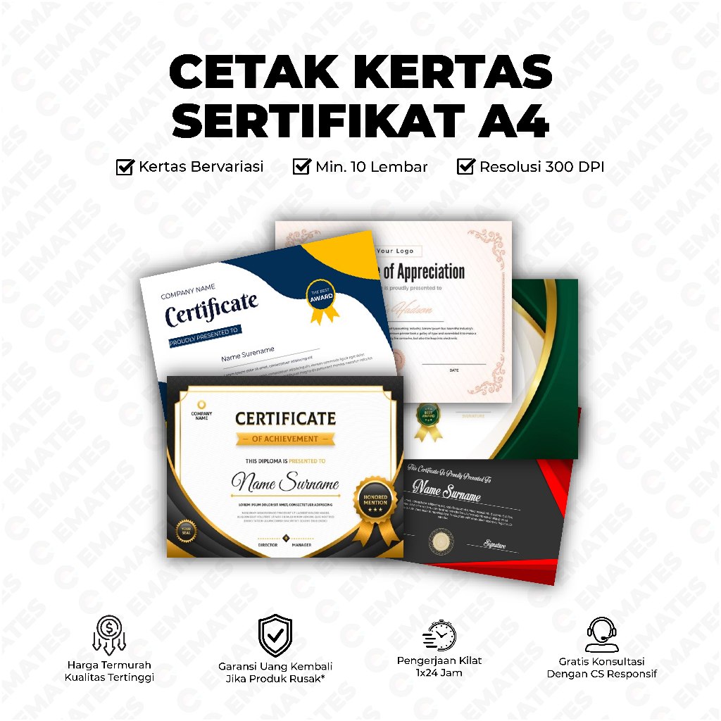 Jual [Custom] Cetak Sertifikat Certificate Custom Piagam Penghargaan A4 ...