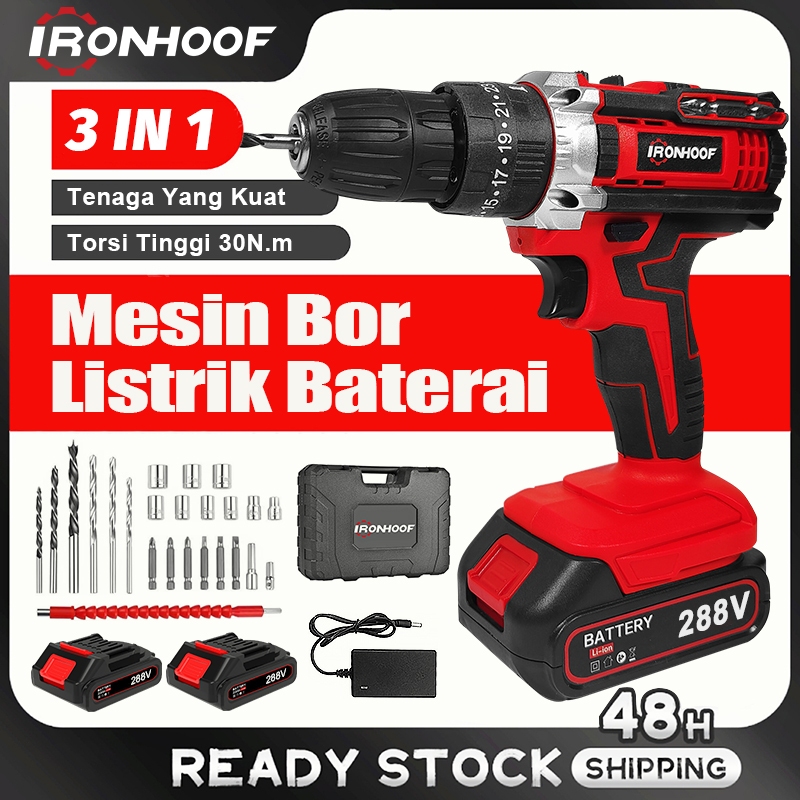 Jual 288V Mesin Bor Listrik Bor Baterai Bor Tanpa Kabel 10mm Full Set