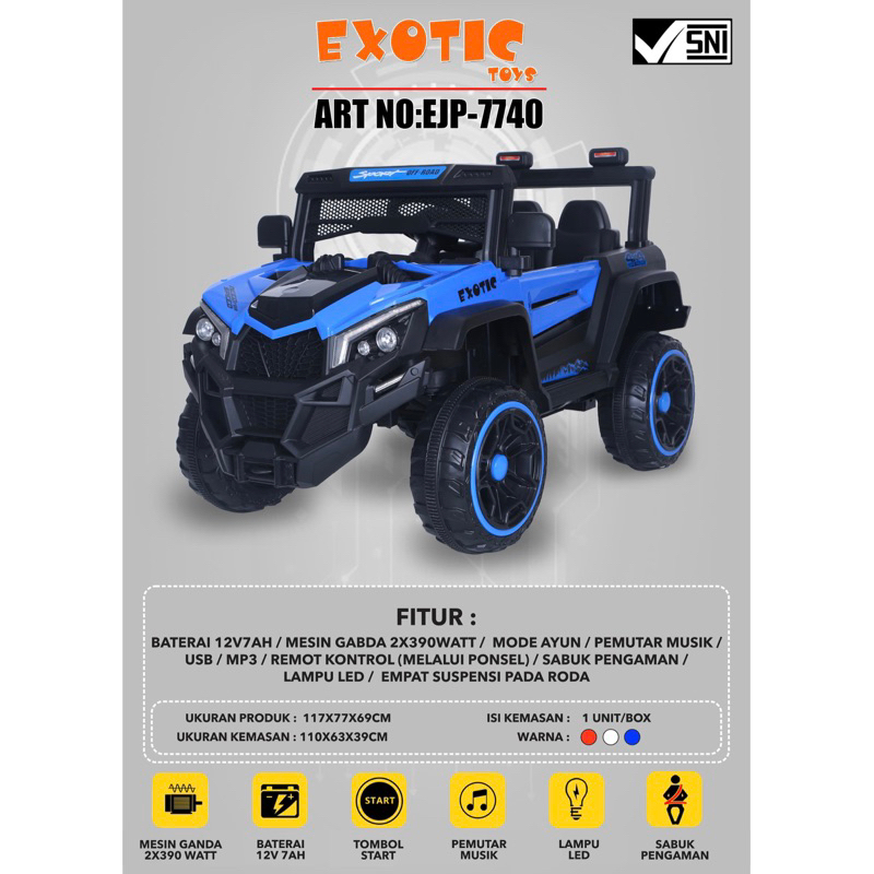 Mobil Aki Anak Jeep Rubicon EXOTIC EJP-7704 EJP7704 PMB M-8788 UTX M8788