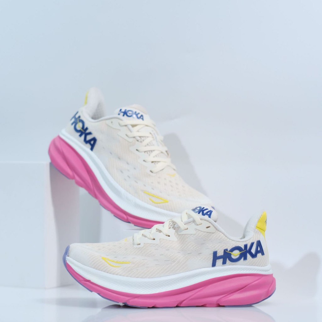 Jual Sepatu Hoka Clifton 9 'Eggnog Blanc De Blanc' Sneaker Running