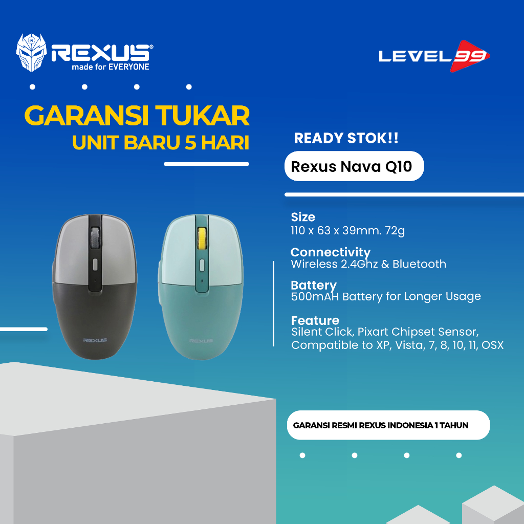 Jual REXUS NAVA Q10 BLUETOOTH WIRELESS Gaming Mouse | Shopee Indonesia