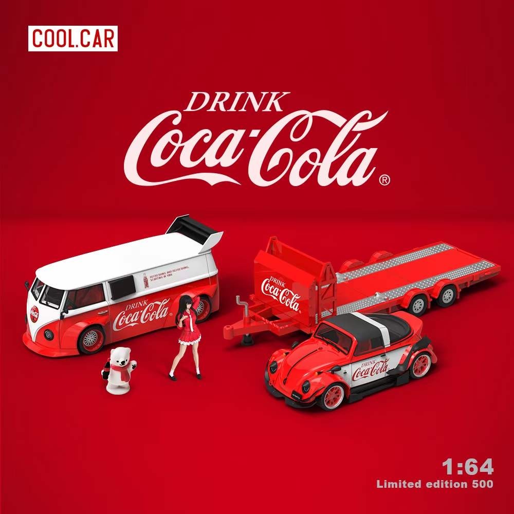 Jual Cool Car 1:64 RWB Volkswagen VW T1 Van & Beetle Coca Cola Trailer Set  | Shopee Indonesia