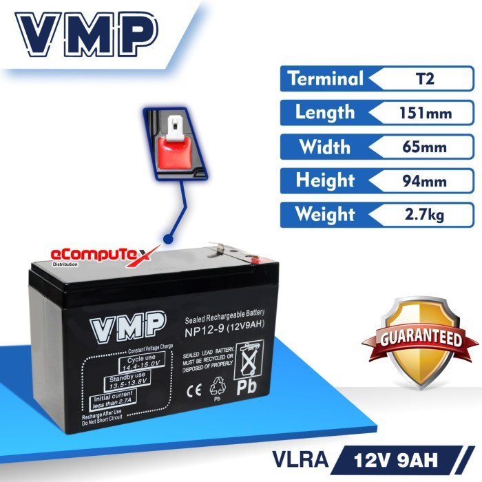 Jual UPS VMP AKI 12V 9AH T2 BATERAI UPS AKI KERING BATTERY VRLA GARANSI