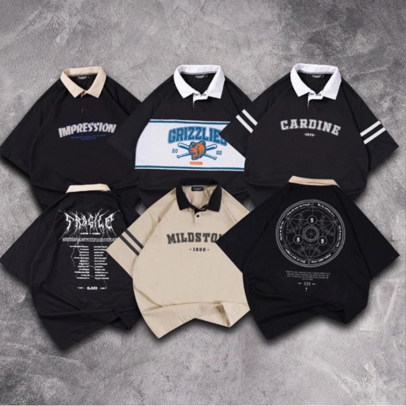 Jual Fennel Baju Oversized Rugby Lengan Pendek Grizzlies T-Shirt Cowok ...