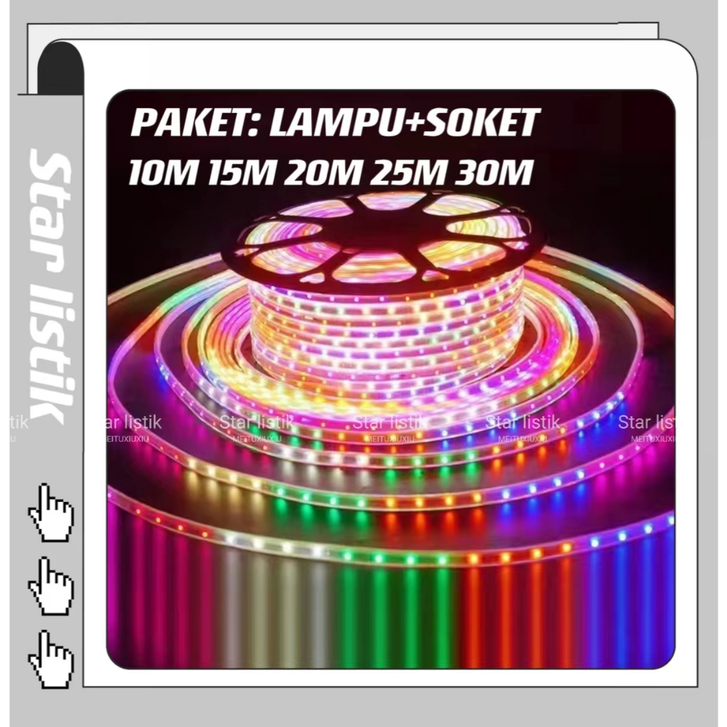 Jual Lampu LED Strip Selang paket RGB 3528 2835 220V + Adaptor 10M/15M ...