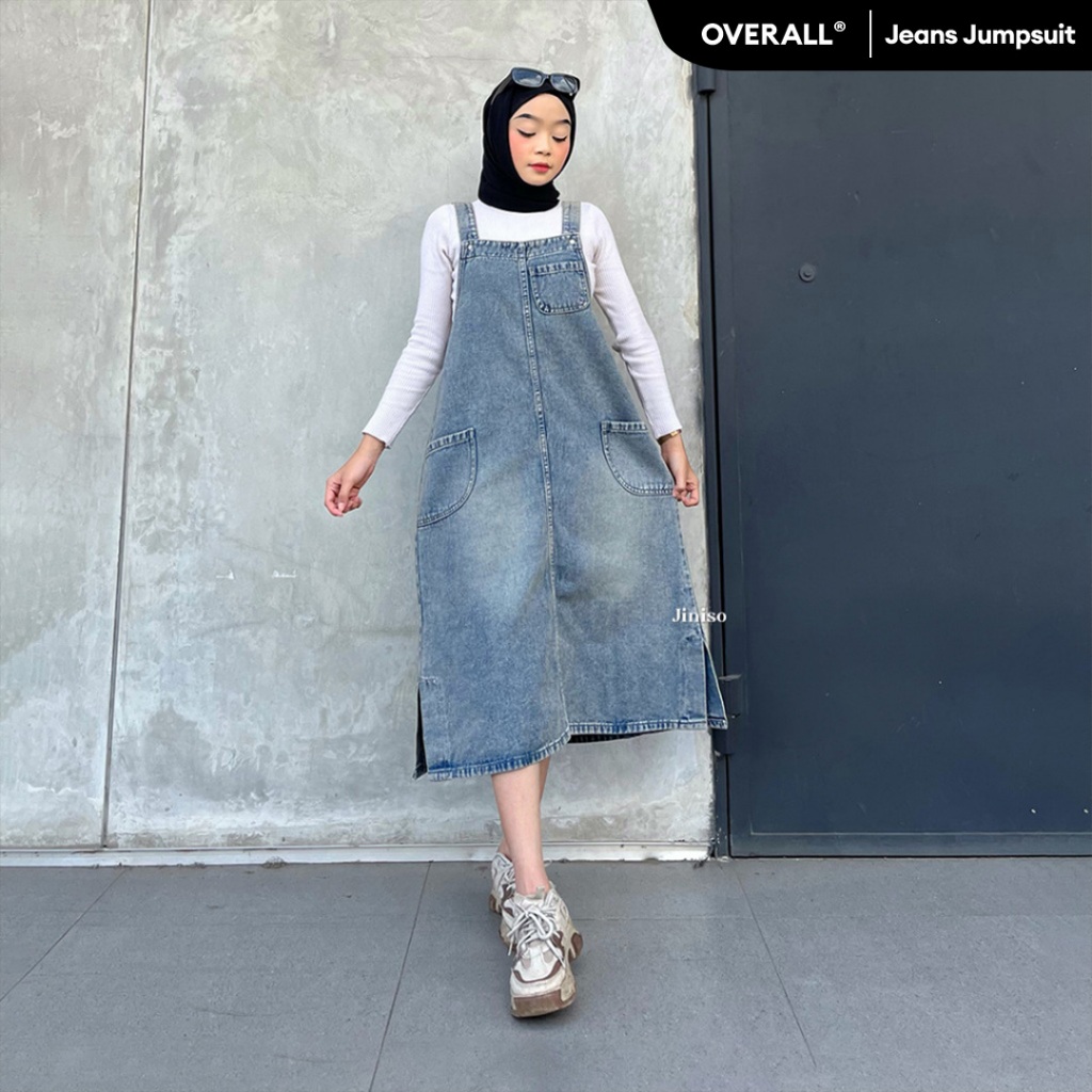 Jual JINISO OVERALL 001 Jumpsuit Jeans Rok Panjang | Shopee Indonesia