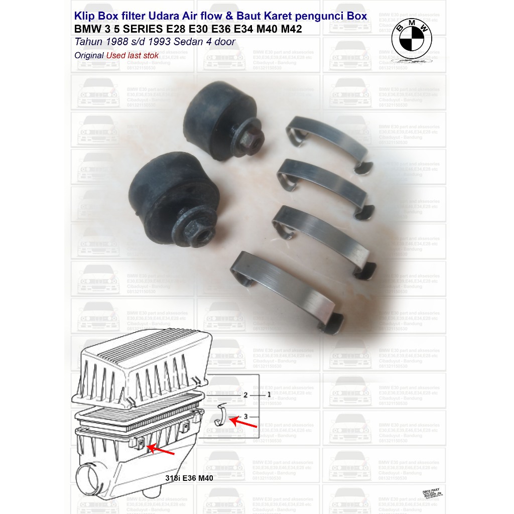 Jual Klip Box filter Udara Air flow & Baut Karet pengunci Box BMW 3 5 ...