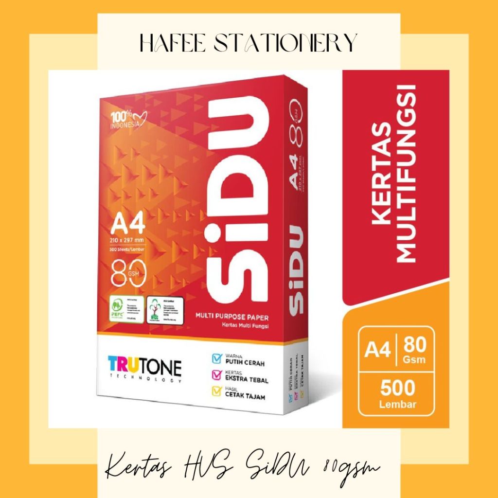 Jual Kertas HVS SiDu A4 80 GSM (500 Lembar) (dapat kirim instant