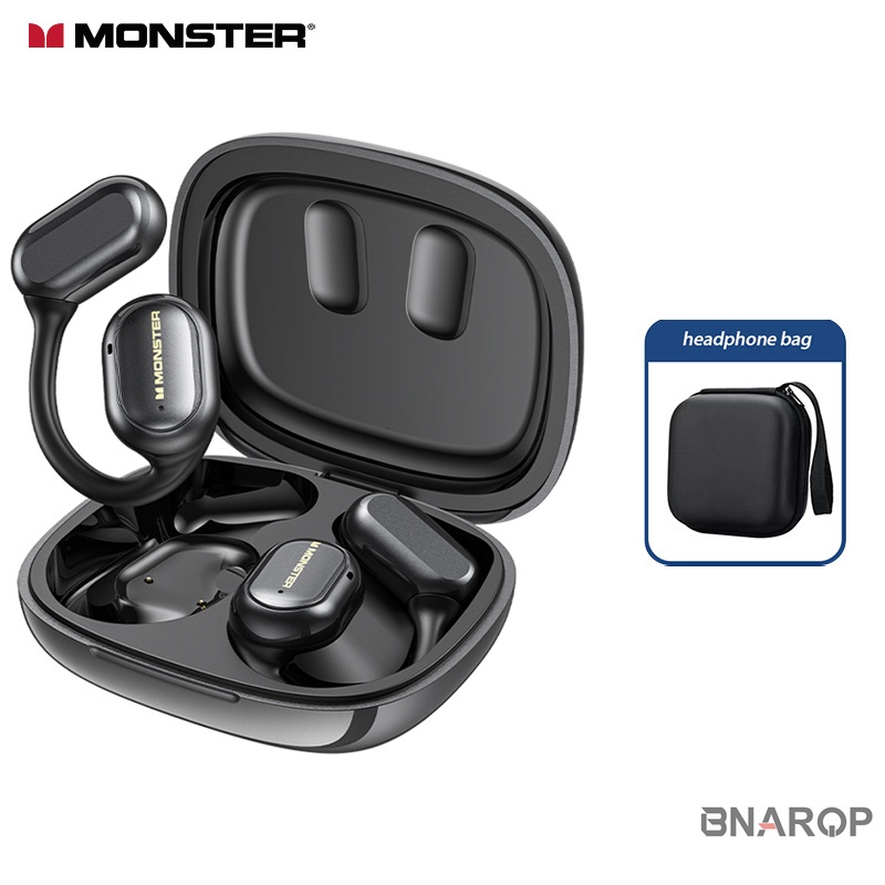 𝟭𝟬𝟬%𝗢𝗥𝗜 BNARQP x Monster OPEN TOUCH PR100 MH22205 Headset Bluetooth  OWS TWS layar sentuh dapat dimasukkan ke dalam kartu TF dengan  mikrofon
