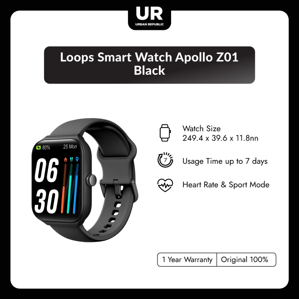 Jual LOOPS Smart Watch Apollo Z01 - Black | Shopee Indonesia