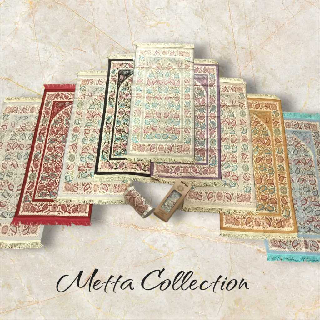 Sajadah Chenile Midi Rajut Rumbai Tambang Motif Bunga Saten Turkey Oleh Oleh Haji