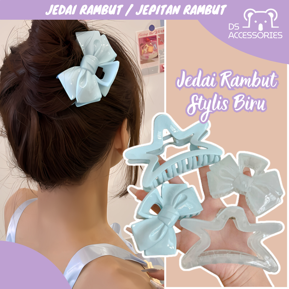 Jual COD Jedai Rambut Motif Biru Jedai Rambut Pita Kupu Kupu Jedai ...