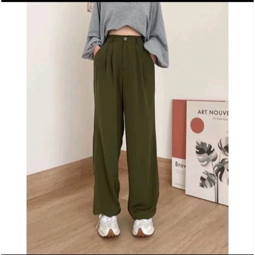 Loose Pants 332 PREMIUM Trousers Wanita Anti Kusut Celana Kulot Highwaist Wanita Bahan Jatuh