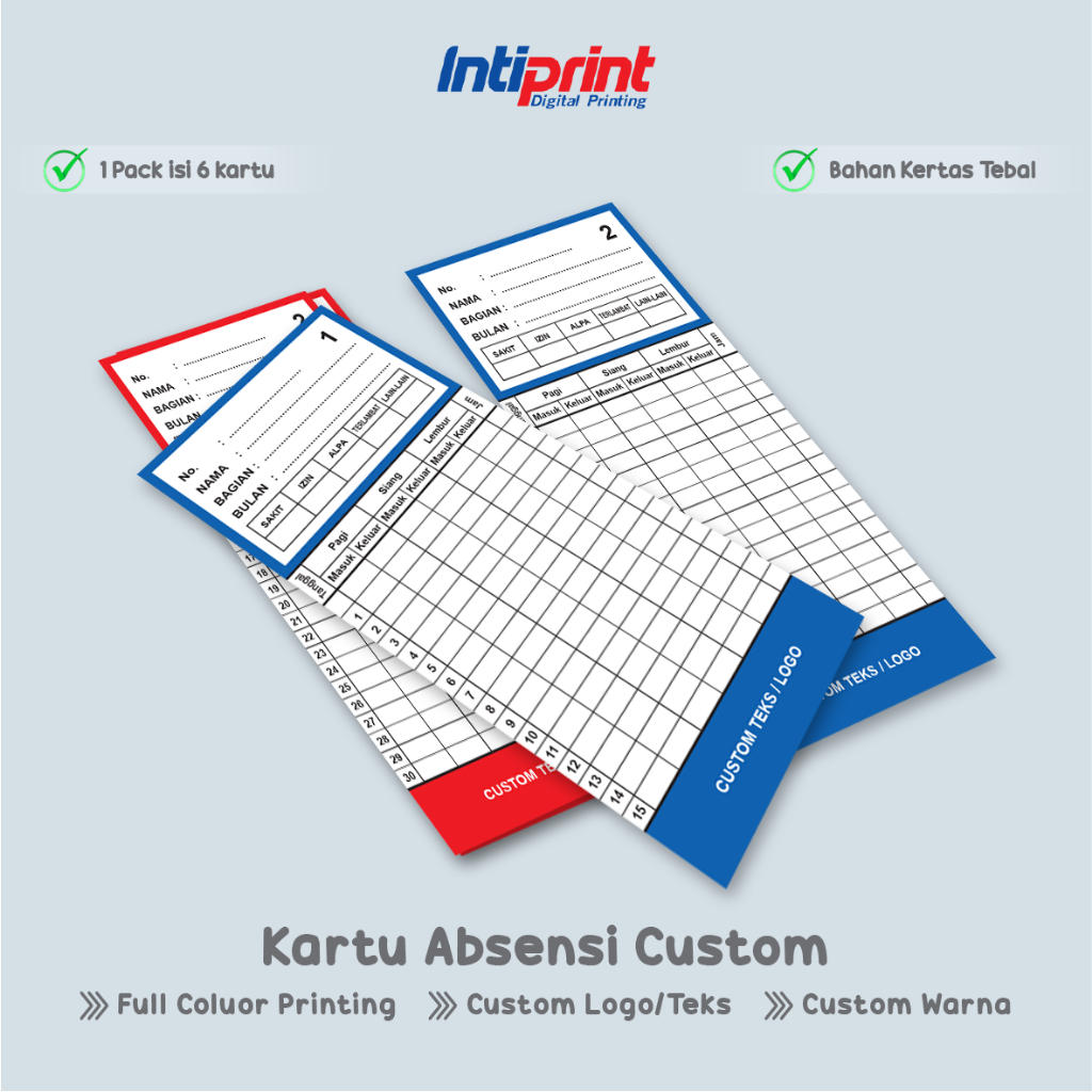 Jual Kartu Absensi Custom / Attendance Card / Cetak Kartu Absen Full ...