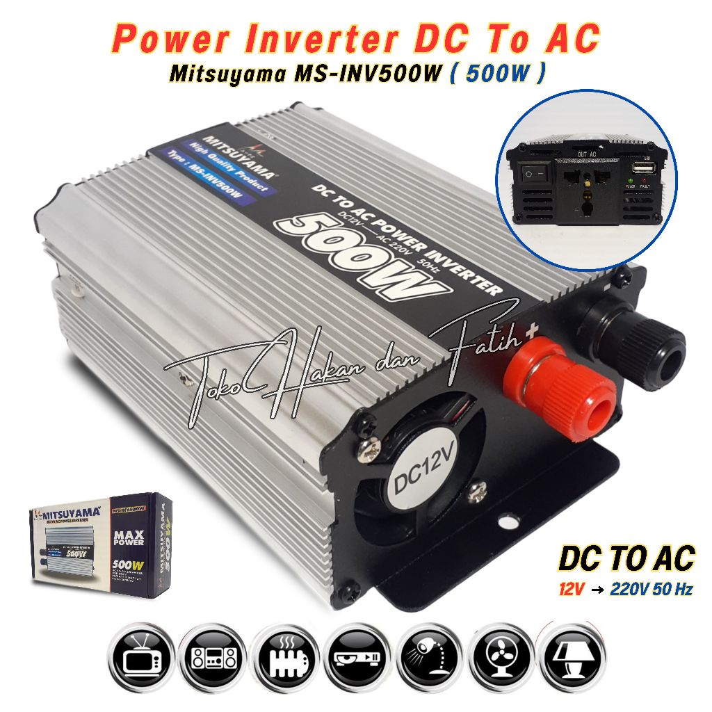 Jual Power Inverter 500 Watt Mitsuyama MS-INV500W DC to AC With USB 5 V ...