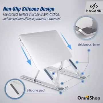 HAGANN LAC 005 Laptop Stand Holder Bracket Portable Foldable Alumunium Dudukan Laptop Anti Slip
