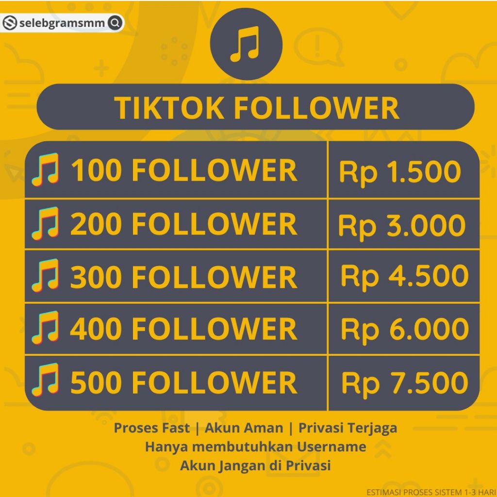 Jual FOLLOWER TIKTOK BERGARANSI MURAH PROSES CEPAT PERMANEN REFILL