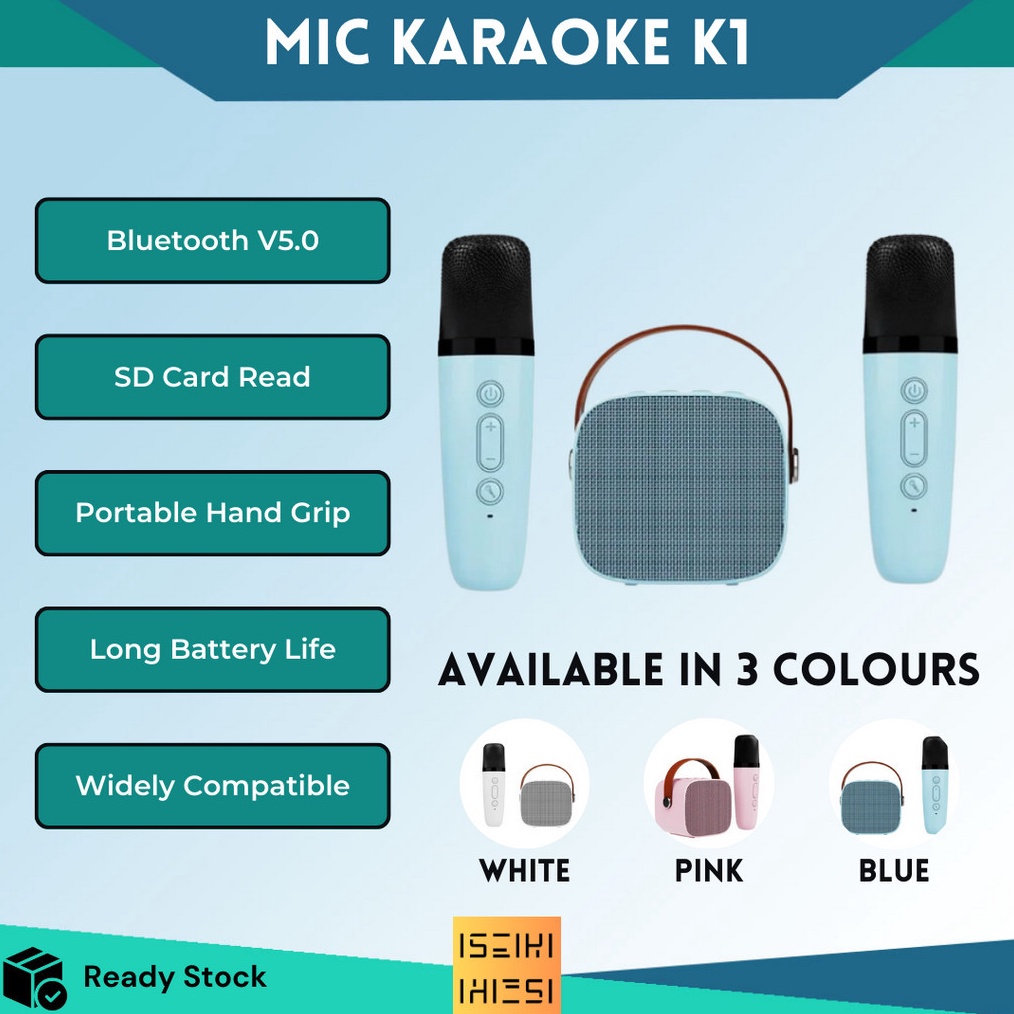 Jual TERBATAS Bluetooth Speaker Microphone Karaoke Set 2 Mic Wireless ...