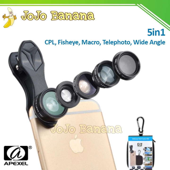 APEXEL in Lensa Kamera CPL Fisheye Macro Telephoto Wide Angle