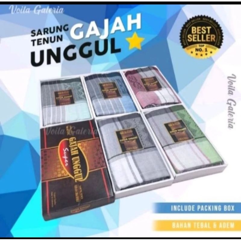 grosir 10pcs sarung tenun pria dewasa gajah unggul motif dobi kotak berkualitas