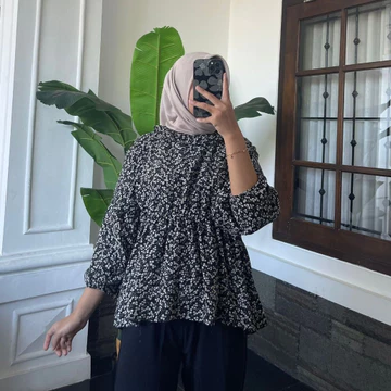 Flora Blouse Motif Bunga Olla Blouse Korean Style Atasan Blouse Vintage Wanita Motif Bunga