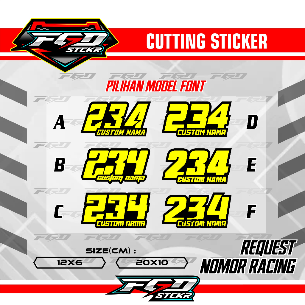 Jual Cutting Sticker Custom Request Nomor dan Nama Racing Start Balap ...