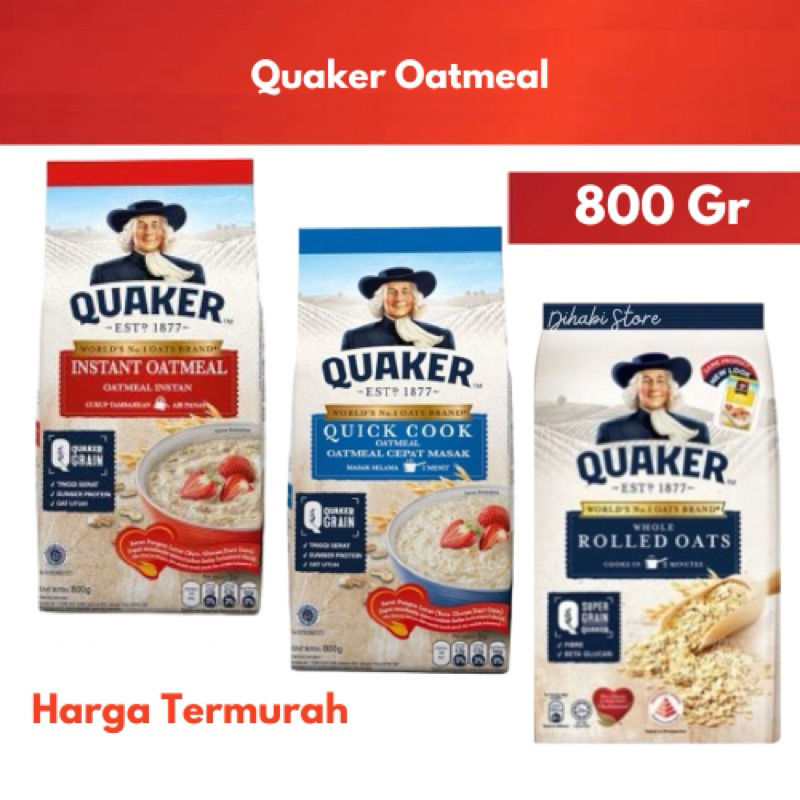 Jual Quaker Oatmeal 800 Gram Ukuran Besar Instant Quick Cooking Rolled ...