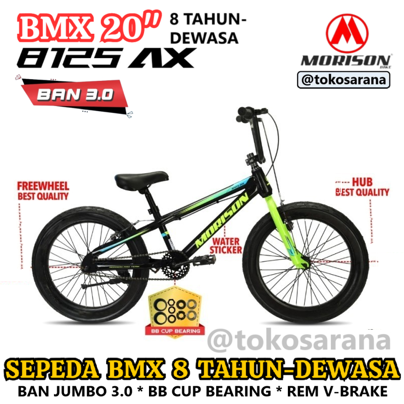 Jual Sepeda BMX Morison MS8125AX 20" Ban Jumbo 3.0 2.40 Steel Frame BB