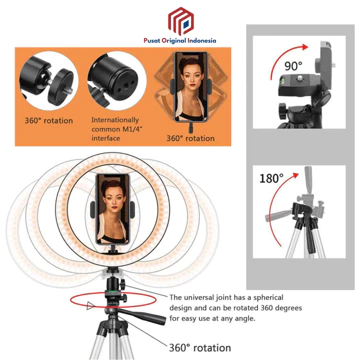 POI Ring Light 26cm Tripod 1 Meter Stand Hp Paket Komplit Vlog Make Up Live